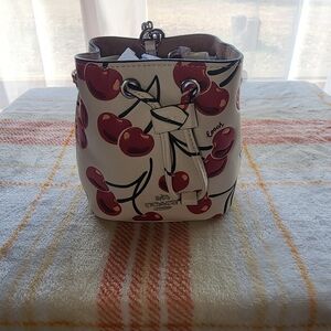 Coach Cherry Print Small Bucket Bag, NWOT Never Used.